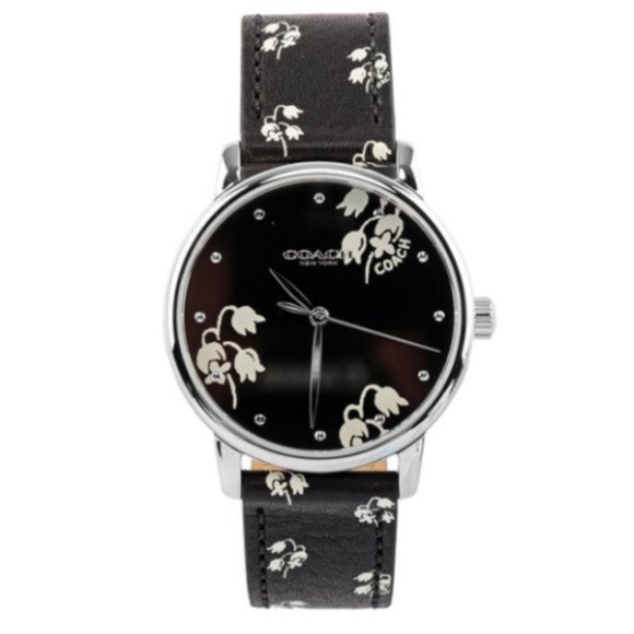 Coach Perry Black Floral Print Band Watch - Picture 4 of 5